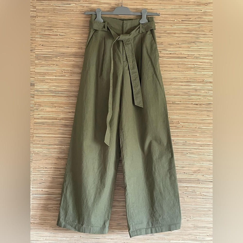 Olive Green Wide-Leg Pants
